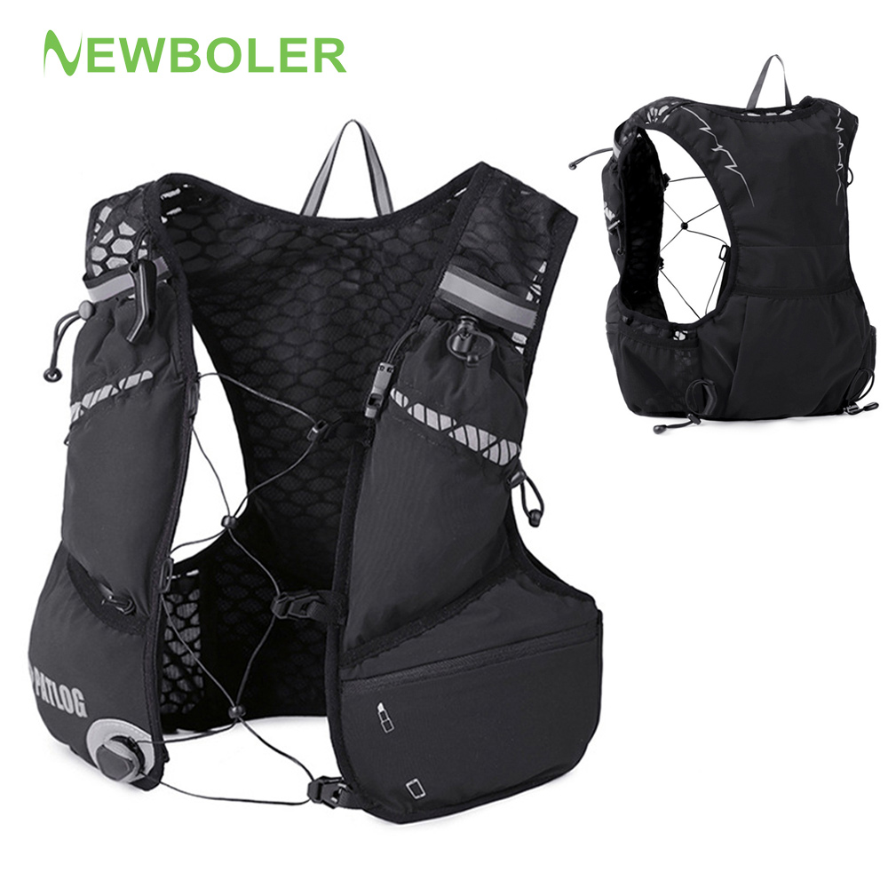 Trail Running Vest - NEWBOLER กระเป๋าเป้สะพายหลังสำหรับวิ่งเทรลกลางแจ้ง 8L น้ำหนักเบาเป็นพิเศษ สำหรับผู้หญิง ผู้ชาย