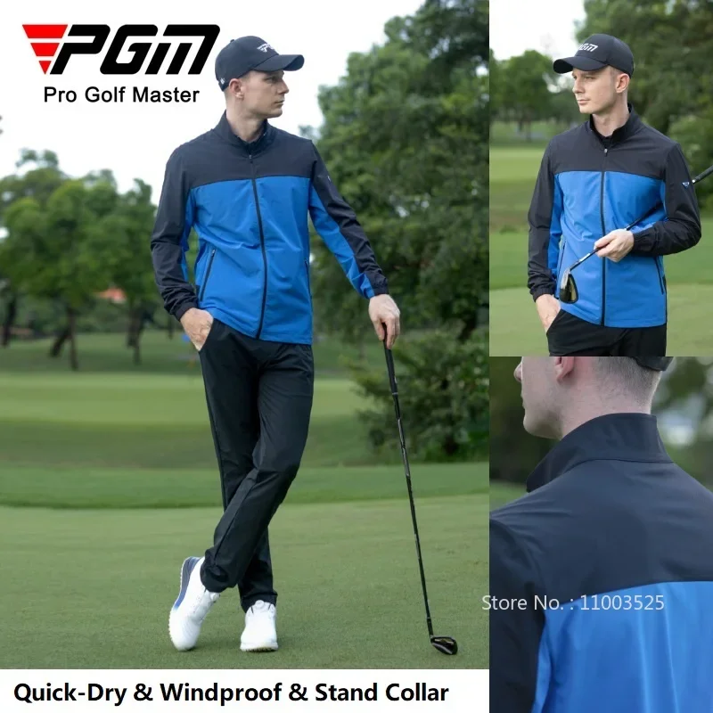 Outdoor Sport Windbreaker - PGM Men's Zipper Patchwork เสื้อกันหนาวกีฬากลางแจ้งแจ็คเก็ตกอล์ฟชาย Casual