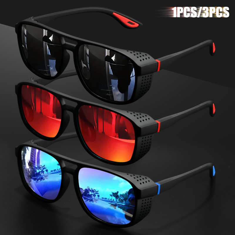 Outdoor Sport Glasses - 1PC/3PC แว่นกันแดดโพลาไรซ์แบบสปอร์ต ดีไซน์กันลม เหมาะสำหรับการปั่นจักรยานกลางแจ้งและการวิ่ง - แว่นตา