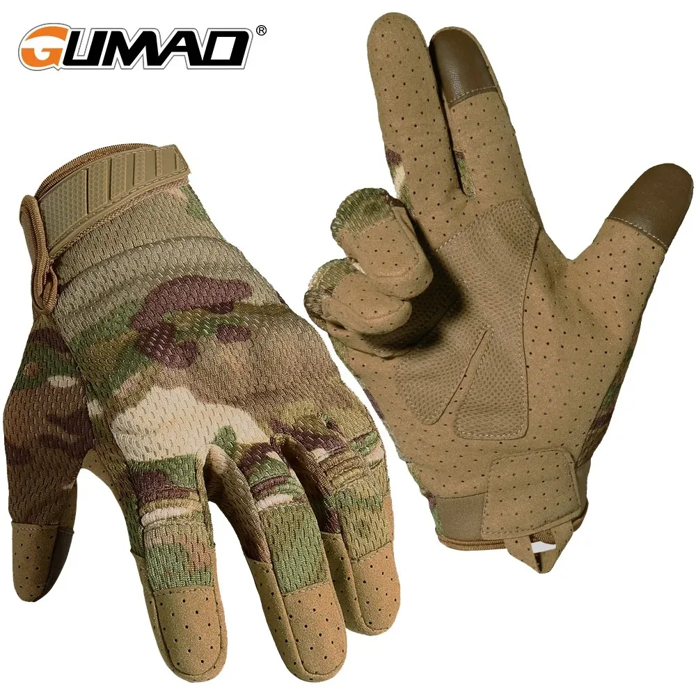 Outdoor Sport Gloves - Camoหน้าจอสัมผัสถุงมือยุทธวิธีการล่าสัตว์กลางแจ้งกีฬาขี่จักรยานCombat Airsoftเดินป่าตั้งแคมป์จักรยานลื่นอุปกรณ์