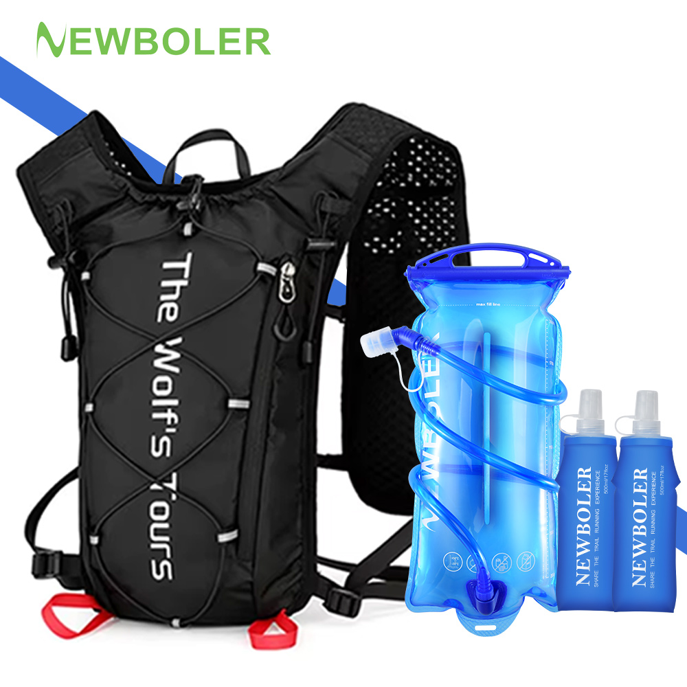 Trail Running Vest - NEWBOLER กระเป๋าเป้สะพายหลังสำหรับวิ่งเทรลกลางแจ้งแบบ Ultralight พร้อมช่องใส่ขวดน้ำ ระบายอากาศได้ดี เหมาะสำหรับวิ่งมาราธอน