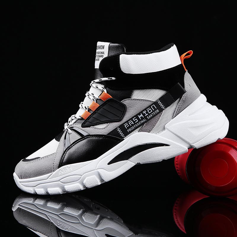 Outdoor Sport Live - Hightopฤดูร้อนผู้ชายกีฬารองเท้าMan Runningรองเท้าผู้ชายกีฬารองเท้าผู้ชายTop Topรองเท้าผ้าใบบุรุษรองเท้าเทนนิสเดินสีเทาD-421