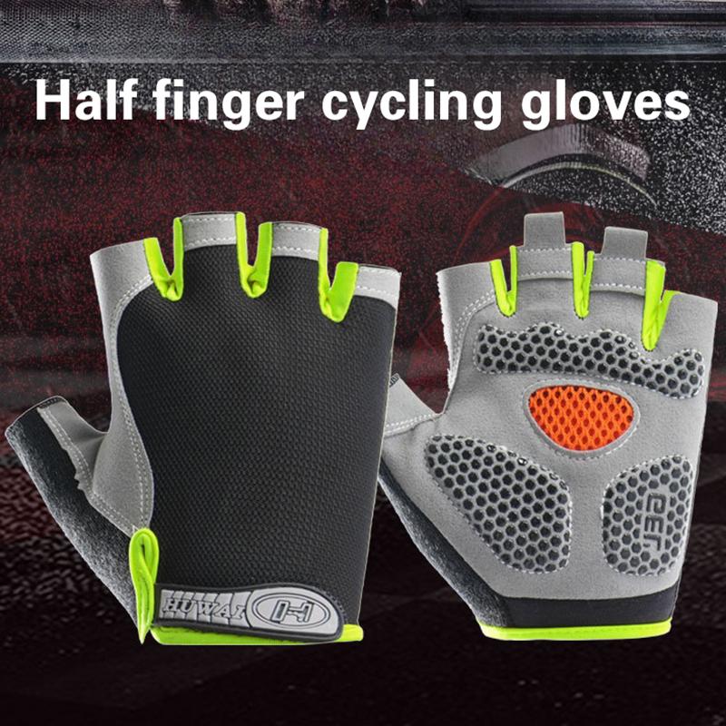 Outdoor Sport Gloves - ถุงมือปั่นจักรยานแบบครึ่งนิ้วสำหรับผู้ชายและผู้หญิง ป้องกันการลื่น ลดแรงกระแทก ระบายอากาศได้ดี เหมาะสำหรับฤดูร้อน ใช้สำหรับปั่นจักรยาน