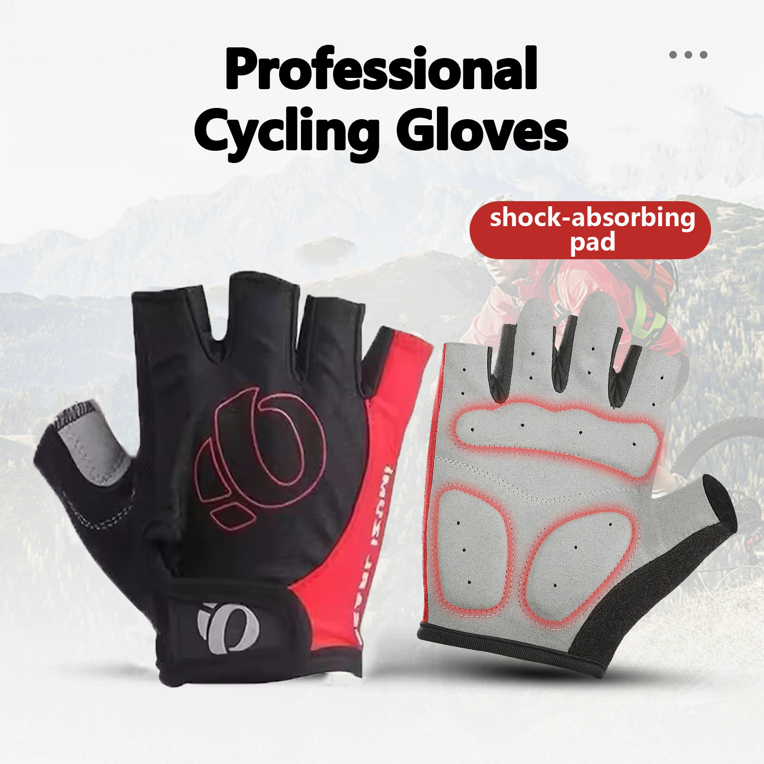 Outdoor Sport Gloves - ถุงมือปั่นจักรยานกลางแจ้งแบบครึ่งนิ้ว ซับแรงกระแทก สำหรับทุกเพศ กันลื่น สำหรับจักรยานเสือภูเขา จักรยานทางเรียบ