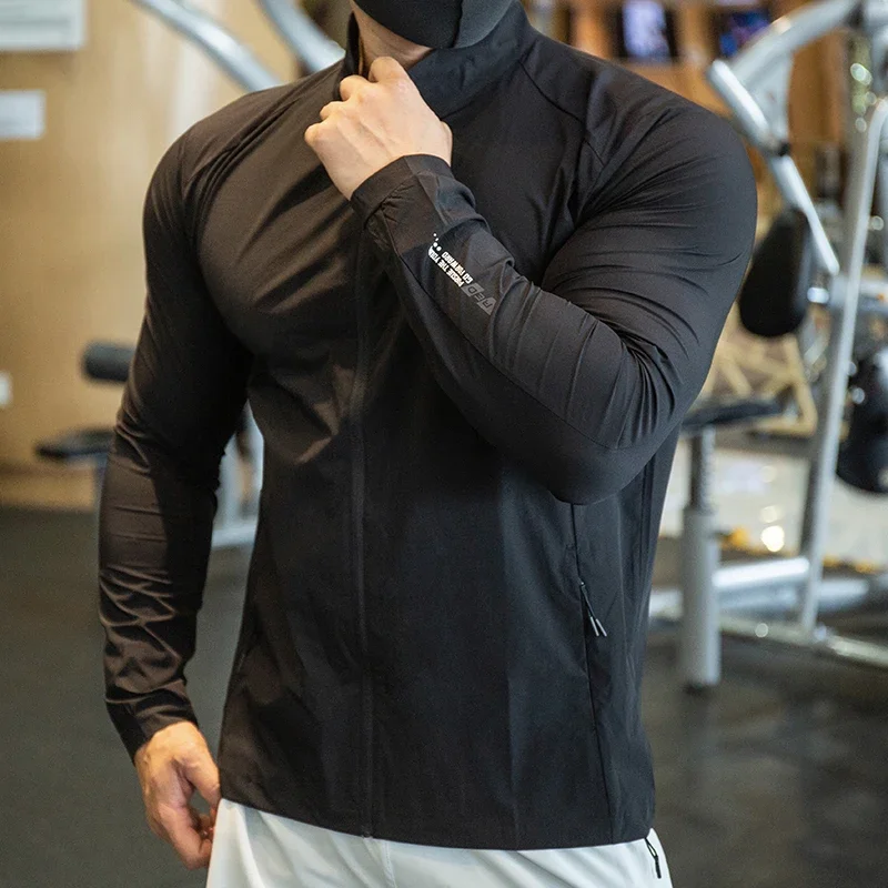 Outdoor Sport Windbreaker - เสื้อแจ็คเก็ตผู้ชายผ้าไอซ์ซิลค์ แห้งเร็ว สำหรับเดินป่า เล่นบาสเก็ตบอล วิ่ง ออกกำลังกาย