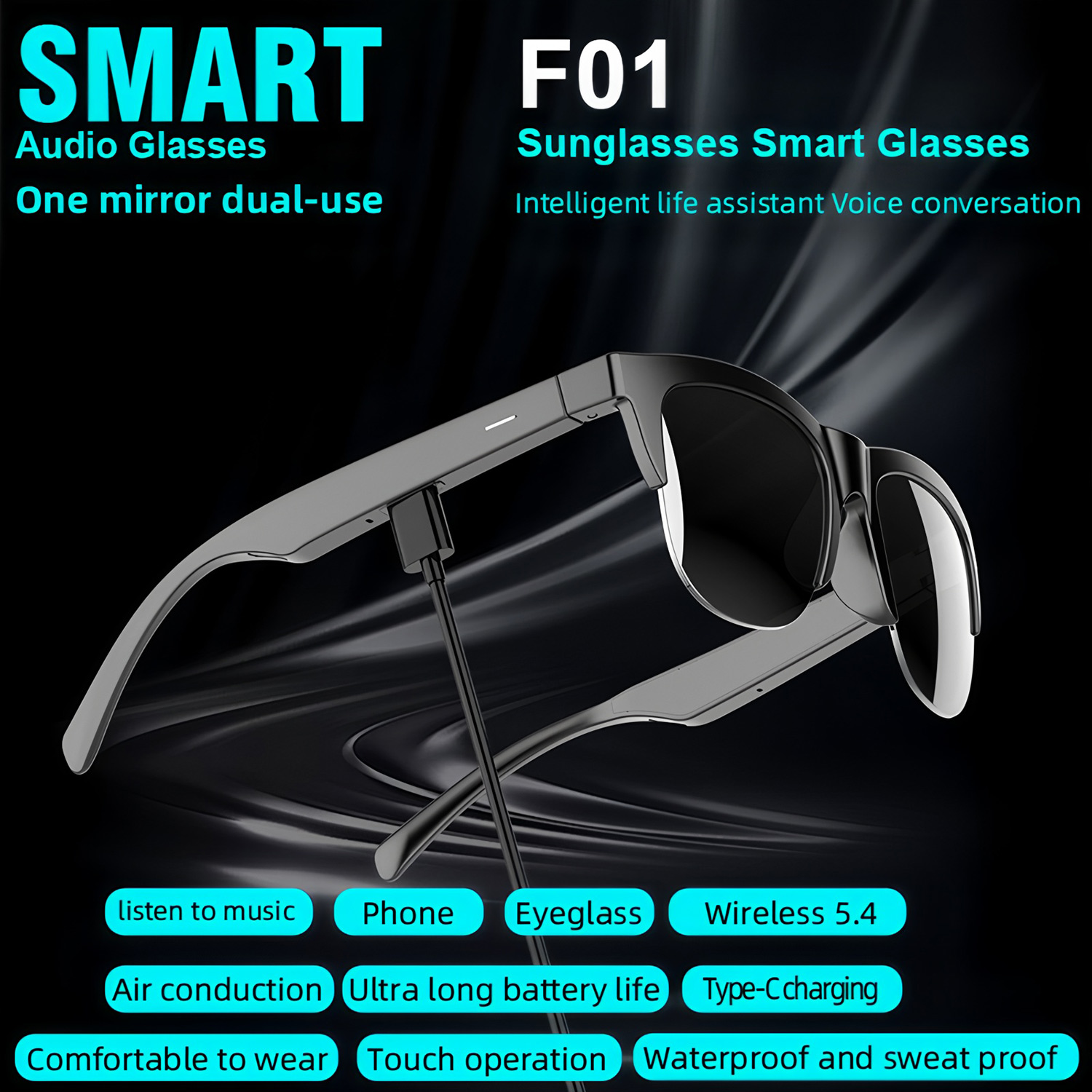 ใหม่สมาร์ทบลูทูธ V5.3 แว่นตากั - Outdoor Sport Glasses บทวิจารณ์และราคา